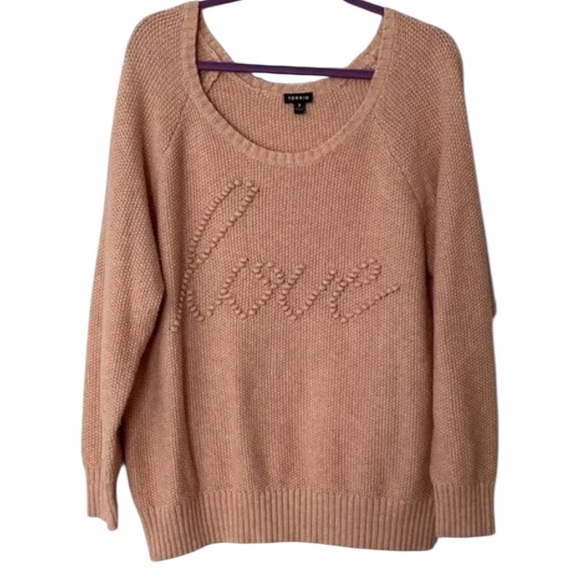 Torrid Size 2 Blush Pink Knit Sweater with “Love” Textured Detail - Picture 1 of 4